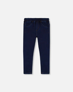 deux par deux Girls Plush Lined Denim Jeggings - Dark Blue