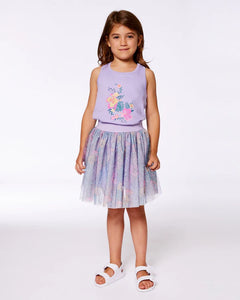 deux par deux Girls Organic Cotton Racerback Tank Top - Floral Mauve