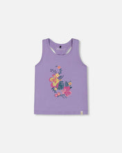 Load image into Gallery viewer, deux par deux Girls Organic Cotton Racerback Tank Top - Floral Mauve
