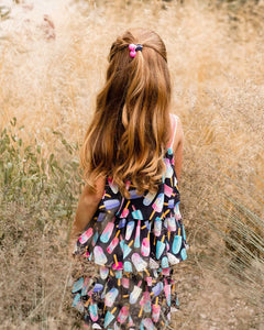 deux par deux Girls Printed Tiered Dress - Ice Lollipops And Black