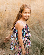 Load image into Gallery viewer, deux par deux Girls Printed Tiered Dress - Ice Lollipops And Black
