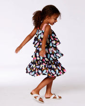 Load image into Gallery viewer, deux par deux Girls Printed Tiered Dress - Ice Lollipops And Black
