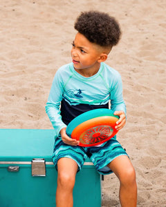 deux par deux Boys Printed Boardshorts - Blue Wave And Black