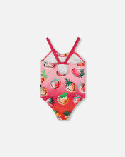 Load image into Gallery viewer, deux par deux Girls Printed One-Piece Swimsuit - Pink Gradient Strawberry
