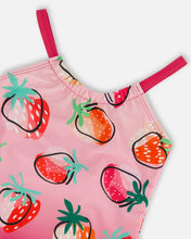 Load image into Gallery viewer, deux par deux Girls Printed One-Piece Swimsuit - Pink Gradient Strawberry
