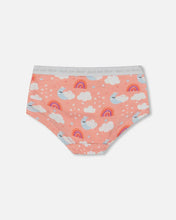 Load image into Gallery viewer, deux par deux Girls Printed Organic Cotton Boyshort Panty - Rainbow On Light Coral
