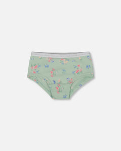 deux par deux Girls Printed Organic Cotton Boyshort Underwear - 3 PK