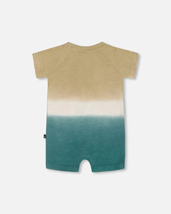 deux par deux Baby Boys One-Piece Romper - Gradient Beige And Teal