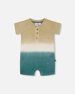 deux par deux Baby Boys One-Piece Romper - Gradient Beige And Teal