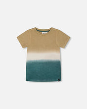 Load image into Gallery viewer, deux par deux Boys Short Sleeve Tee - Gradient Beige And Teal
