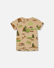 Load image into Gallery viewer, deux par deux Boys Printed Organic Cotton Tee - Camping Beige
