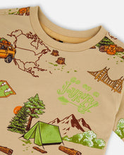 Load image into Gallery viewer, deux par deux Boys Printed Organic Cotton Tee - Camping Beige
