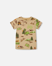 Load image into Gallery viewer, deux par deux Boys Printed Organic Cotton Tee - Camping Beige
