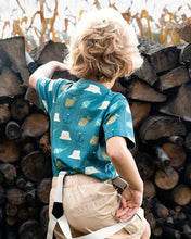 Load image into Gallery viewer, deux par deux Boys Printed Organic Cotton Tee - Teal
