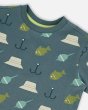 Load image into Gallery viewer, deux par deux Boys Printed Organic Cotton Tee - Teal
