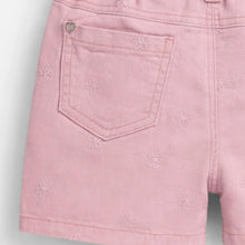 Load image into Gallery viewer, Souris Mini Girls Denim Shorts w/Floral Embroidery - Pink
