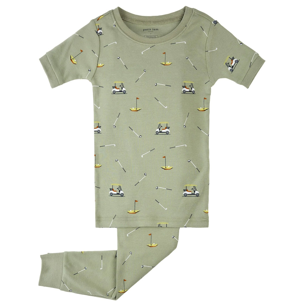 Petit Lem Boys Golf Print  Summer Sleep Set