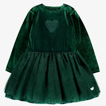 Load image into Gallery viewer, Souris Mini Girls Velvet Dress - Green
