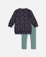 Load image into Gallery viewer, deux par deux Girls Tunic And Leggings Set - Navy Floral
