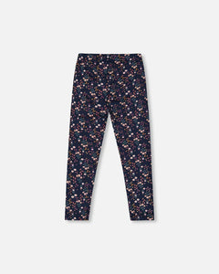 deux par deux Girls Jersey Leggings - Navy Floral