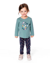 Load image into Gallery viewer, deux par deux Girls Organic Cotton T-Shirt - Sage With Cat
