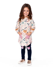 Load image into Gallery viewer, deux par deux Girls Glittering French Terry Dress - Beige Printed Cat
