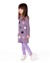 Load image into Gallery viewer, deux par deux Girls Leggings - Purple Gray With Floral Detail
