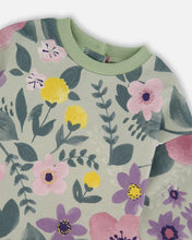 Load image into Gallery viewer, deux par deux Girls Stretch Fleece Dress Sage Floral
