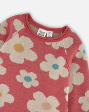 Load image into Gallery viewer, deux par deux Girls Knitted Dress With Flower Jacquard Old Pink And Beige
