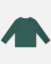 Load image into Gallery viewer, deux par deux Girls Organic Cotton Long Sleeve Deer T-Shirt - Dark Green
