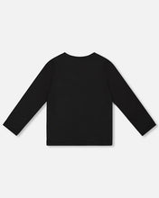 Load image into Gallery viewer, deux par deux Girls Organic Cotton Long Sleeve T-Shirt - Black With Heart
