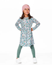 Load image into Gallery viewer, deux par deux Girls Half Button Organic Cotton Dress Blue Llama Print
