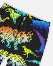 Load image into Gallery viewer, deux par deux Boys Two-Piece Organic Cotton Pajama Set Black Dinosaur Print
