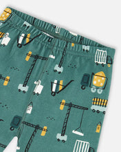 Load image into Gallery viewer, deux par deux Boys Two-Piece Organic Cotton Pajama Set Teal Construction Print
