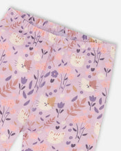 Load image into Gallery viewer, deux par deux Girls Organic Cotton Two-Piece Pajamas Lilac Cat Print
