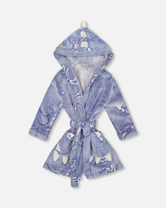 deux par deux Boys Plush Robe - Glow In The Dark Dino