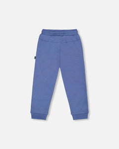 deux par deux Boys Fleece Sweatpants With Articulated Knees - True Navy