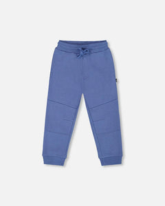 deux par deux Boys Fleece Sweatpants With Articulated Knees - True Navy
