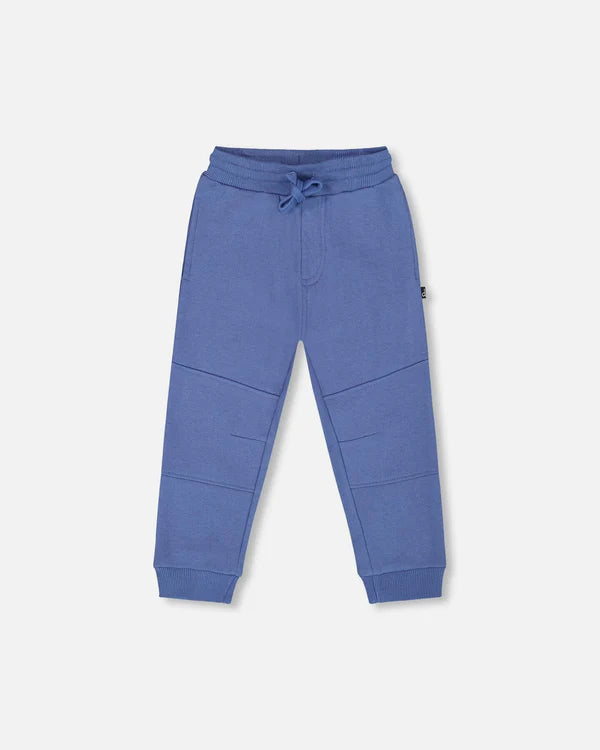 deux par deux Boys Fleece Sweatpants With Articulated Knees - True Navy
