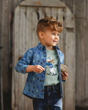 Load image into Gallery viewer, deux par deux Boys Printed Long Sleeve Chambray Ski Shirt
