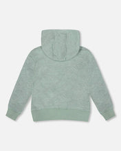 Load image into Gallery viewer, deux par deux Boys Super Soft Hooded Brushed Jersey Sweatshirt With Graphic Print - Green
