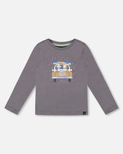 Load image into Gallery viewer, deux par deux Boys Long Sleeve Organic Cotton Jersey Tee - Dark Gray
