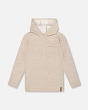 Load image into Gallery viewer, deux par deux Boys Long Sleeve Super Soft Brushed Jersey Hooded Tee - Heather Beige
