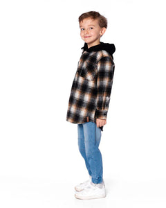 deux par deux Boys Flannel Shirt - Black And Brown