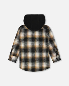 deux par deux Boys Flannel Shirt - Black And Brown