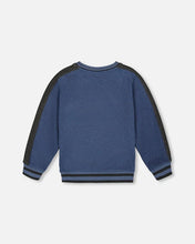 Load image into Gallery viewer, deux par deux Boys Super Soft Flat Back Rib Sweatshirt - Dark Steel Blue
