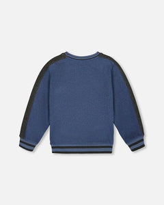 deux par deux Boys Super Soft Flat Back Rib Sweatshirt - Dark Steel Blue