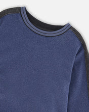 Load image into Gallery viewer, deux par deux Boys Super Soft Flat Back Rib Sweatshirt - Dark Steel Blue
