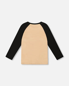 deux par deux Boys Long Raglan Sleeve Jersey Mountain & Tree Tee - Beige