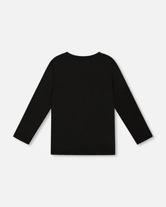 deux par deux Boys Long Sleeve Cotton Jersey Bicycle Tee Shirt - Black